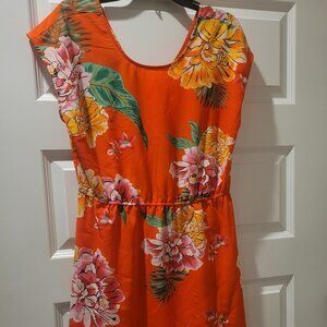 Old Navy Orange Dress with Tropical Flowers NWOT, size Large